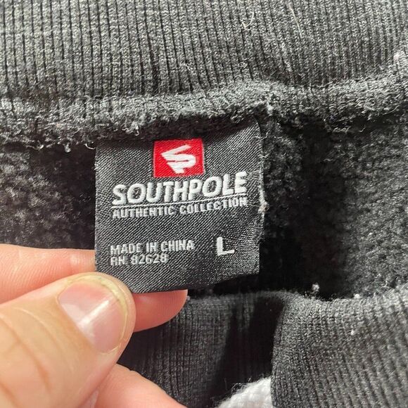 Southpole Pants Mens Large Black Fleece Sweatpants Streetwear Casual Logo Poly - Picture 9 of 11